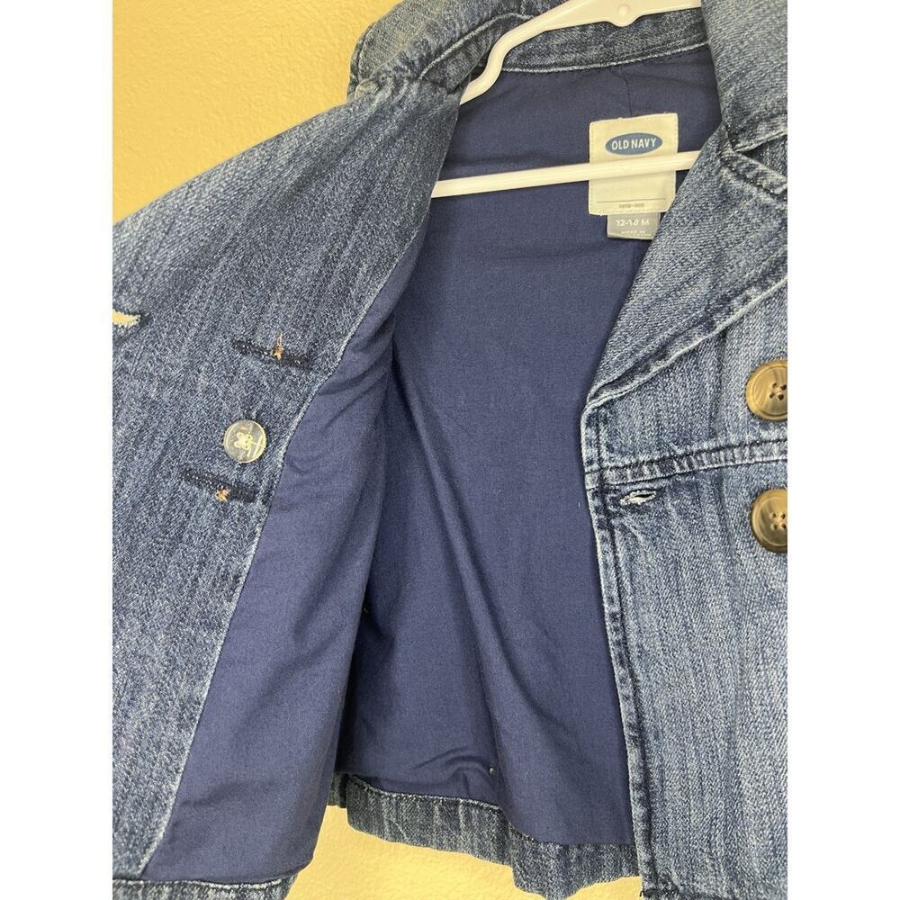 Old Navy Denim Peacoat Jacket, Blue, Cotton Blend, Double Breasted Toddler Girl - Picture 11 of 11